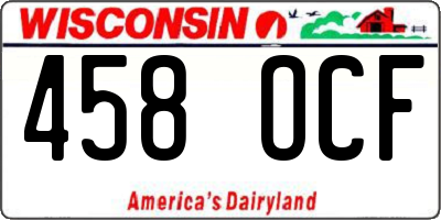 WI license plate 458OCF
