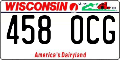 WI license plate 458OCG