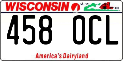WI license plate 458OCL