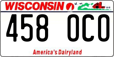 WI license plate 458OCO