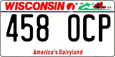WI license plate 458OCP