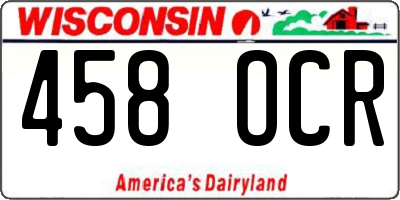 WI license plate 458OCR