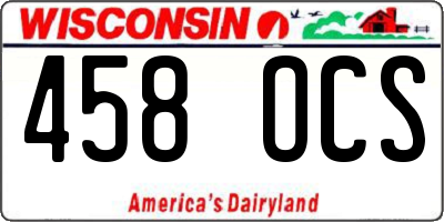 WI license plate 458OCS