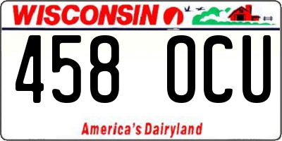 WI license plate 458OCU