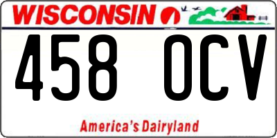 WI license plate 458OCV