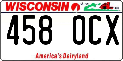 WI license plate 458OCX