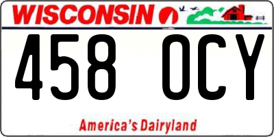 WI license plate 458OCY