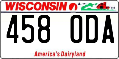 WI license plate 458ODA