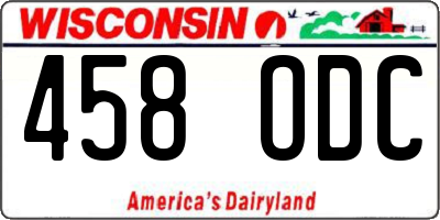 WI license plate 458ODC