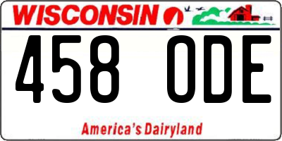 WI license plate 458ODE