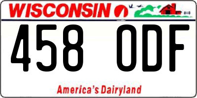 WI license plate 458ODF