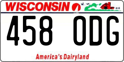WI license plate 458ODG