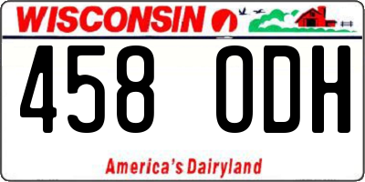 WI license plate 458ODH