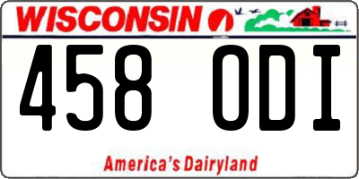 WI license plate 458ODI