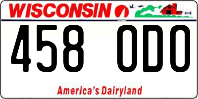 WI license plate 458ODO
