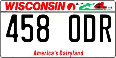 WI license plate 458ODR