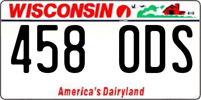 WI license plate 458ODS