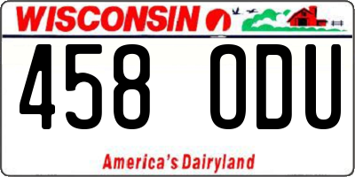 WI license plate 458ODU