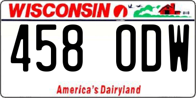 WI license plate 458ODW