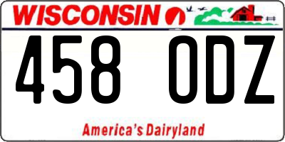 WI license plate 458ODZ