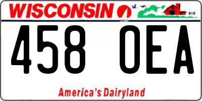 WI license plate 458OEA