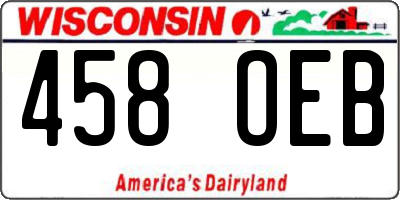 WI license plate 458OEB