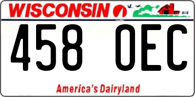 WI license plate 458OEC