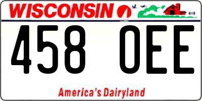 WI license plate 458OEE
