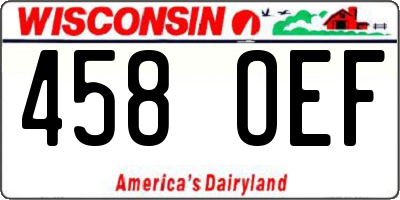 WI license plate 458OEF