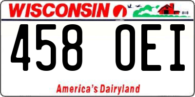 WI license plate 458OEI