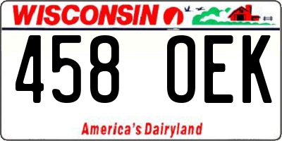WI license plate 458OEK
