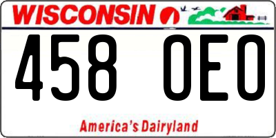 WI license plate 458OEO