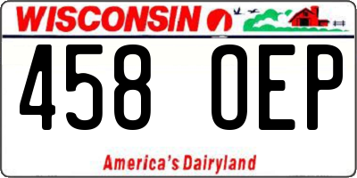 WI license plate 458OEP