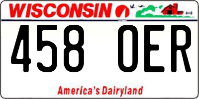 WI license plate 458OER