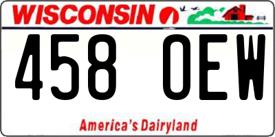 WI license plate 458OEW