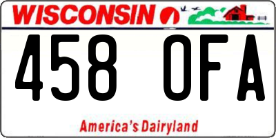 WI license plate 458OFA