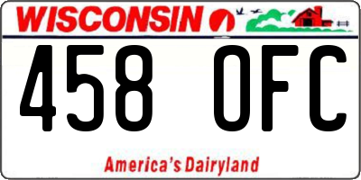 WI license plate 458OFC