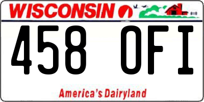WI license plate 458OFI