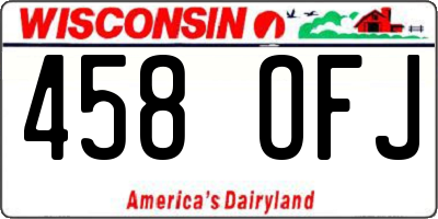 WI license plate 458OFJ