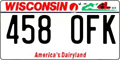 WI license plate 458OFK