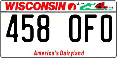 WI license plate 458OFO