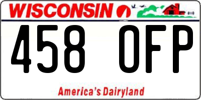 WI license plate 458OFP