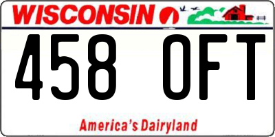 WI license plate 458OFT