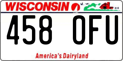 WI license plate 458OFU