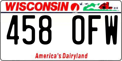 WI license plate 458OFW