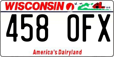 WI license plate 458OFX