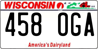 WI license plate 458OGA