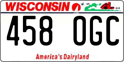 WI license plate 458OGC
