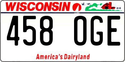 WI license plate 458OGE