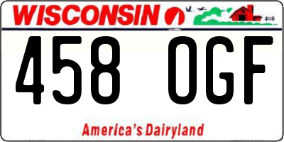 WI license plate 458OGF